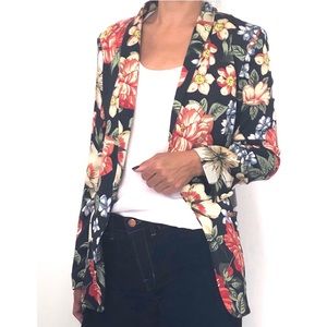 Zara Floral Print Floral Tuxedo Style Jacket